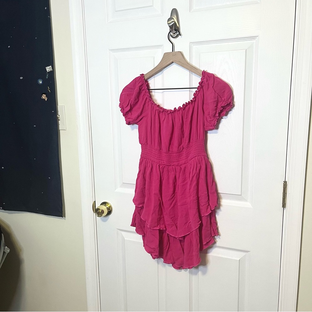✧･ﾟhot pink ruffle mini dress